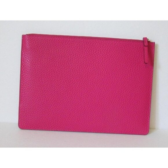 Kate Spade Gia sweetheart pink bow pouch tablet leather zipper leather clutch - Picture 3 of 4
